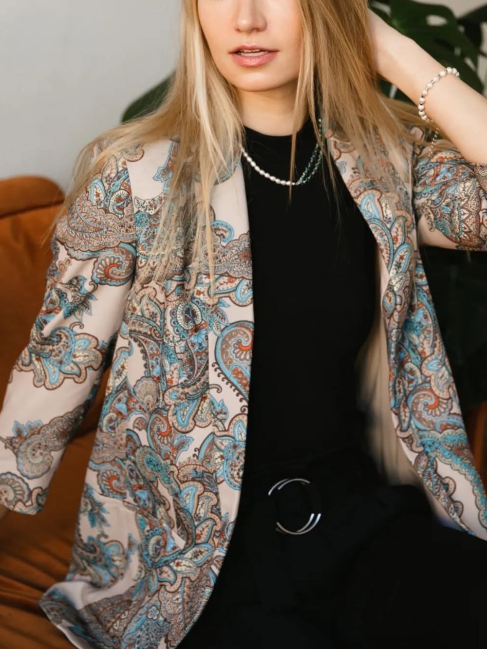 Express Paisley Multicolor Open Front Jacket Size M
